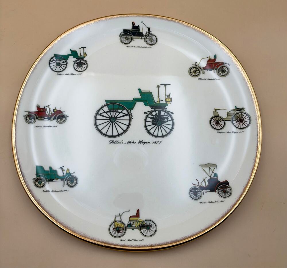 Vintage Crooksville Iva-Lure K-5 12” Automobile Car Platter Gold Trim USA